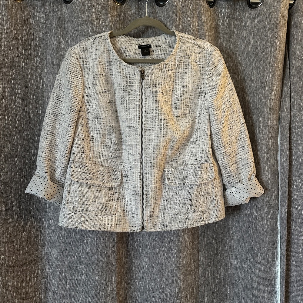 Ann Taylor Light Gray Textured Blazer
